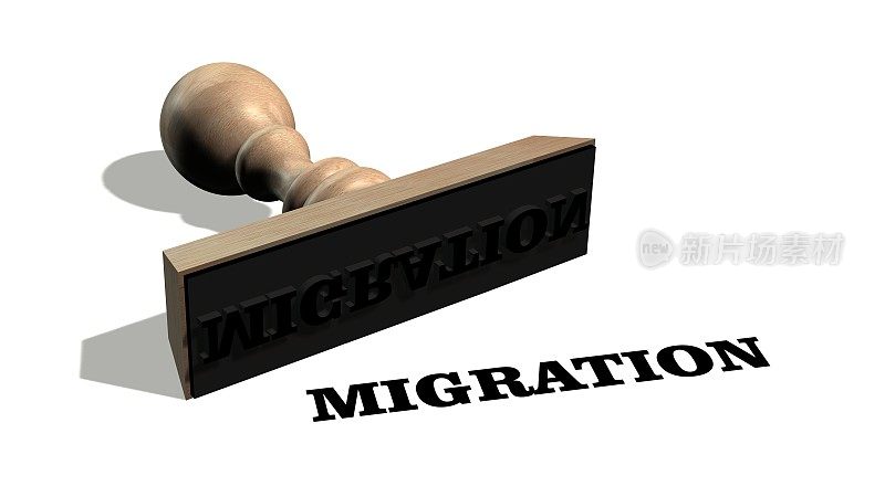 migration -带有单词migration isolate的木制邮票在白色背景上